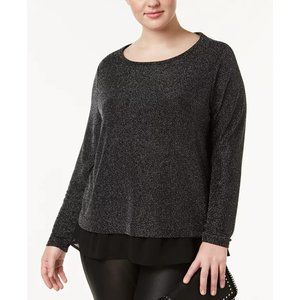 NWT Womens Plus Size 3X INC International Concepts Metallic Chiffon-Trimmed Top